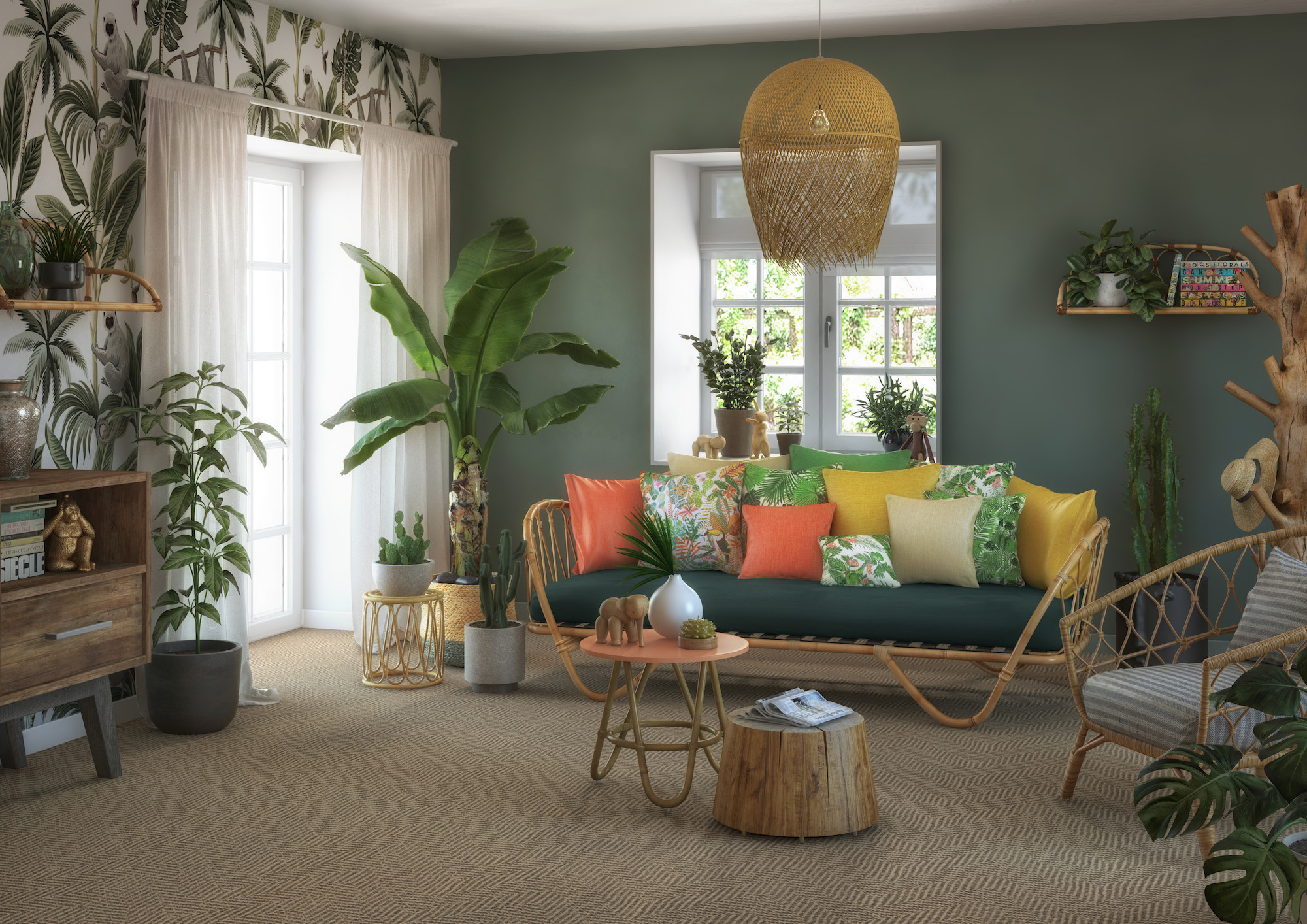 Salone Tropical con Sisal Natural